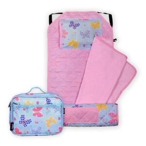 wildkin lunch box bag bundle with modern nap mat (butterfly garden)