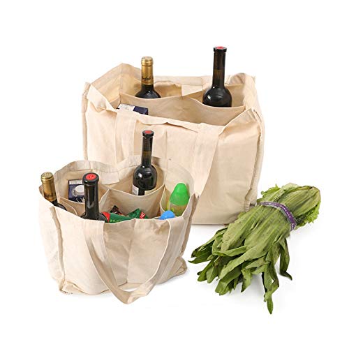 Best Canvas Grocery Shopping Bags 2 Pack - Canvas Grocery Shopping Bags with Handles - Cloth Grocery Tote Bags - Reusable Shopping Grocery Bags - Organic Cotton Washable & Eco-friendly Bags