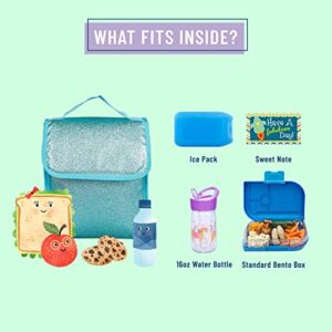 Wildkin 15 Inch Kids Backpack Bundle with Lunch Bag (Blue Glitter)