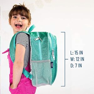 Wildkin 15 Inch Kids Backpack Bundle with Lunch Bag (Blue Glitter)