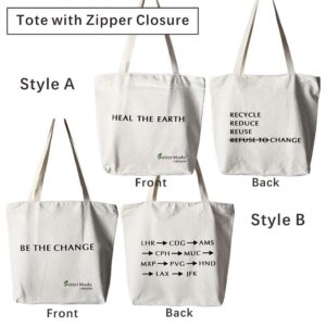 Organic Cotton Grocery Bag Value Bundle: Durable Washable Canvas Totes, Mesh Bags w/tare weight labels- 6pcs