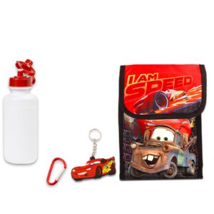 Disney Cars Backpack and Lunch Box School Set for Boys Kids ~ Deluxe 16 Inch Disney Cars School Bag with Insulated Lunch Box, Water Bottle, Keychain, Stickers, More (Disney Cars School Supplies)