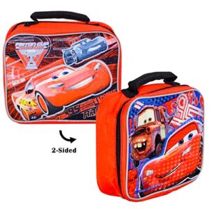 Disney Cars Reversible Lunch Bag with Bonus Tattoos and More (Boys Girls Kids Disney Cars School Supplies)