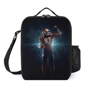 zhxr insulated durable lunch box with shoulder strap, kids/adult fire and water soccer school lunch bag, lunch tote box bag for office/school/picnic/beach