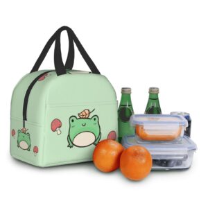 Insulated Lunch Bag Reusable Lunch Box for Women Men, Cooler Lunch Tote Bag Picnic Office Work, Cute Mushroom and Frog Gift