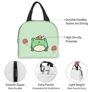 Insulated Lunch Bag Reusable Lunch Box for Women Men, Cooler Lunch Tote Bag Picnic Office Work, Cute Mushroom and Frog Gift