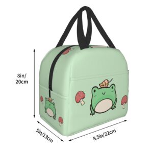 Insulated Lunch Bag Reusable Lunch Box for Women Men, Cooler Lunch Tote Bag Picnic Office Work, Cute Mushroom and Frog Gift