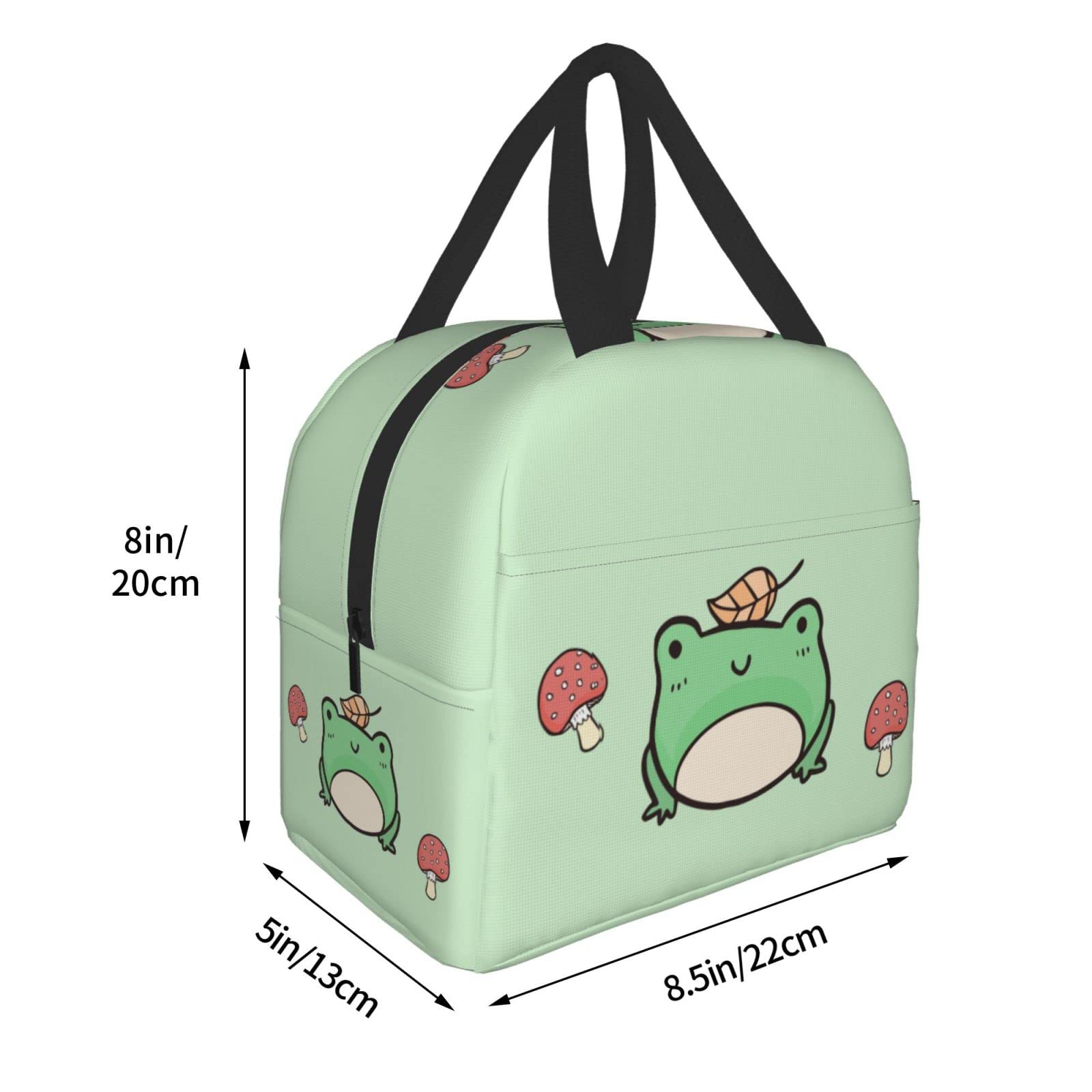 Insulated Lunch Bag Reusable Lunch Box for Women Men, Cooler Lunch Tote Bag Picnic Office Work, Cute Mushroom and Frog Gift