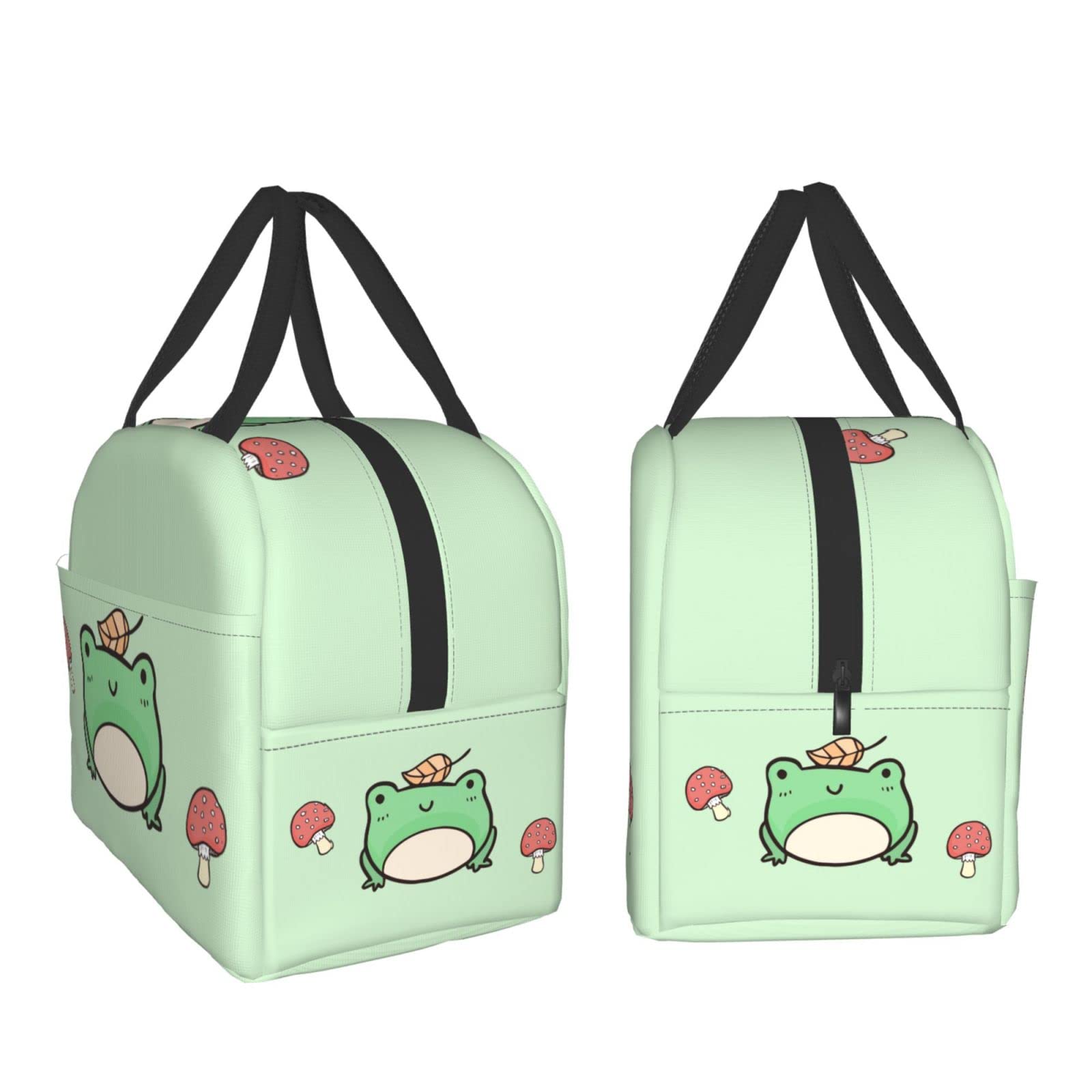 Insulated Lunch Bag Reusable Lunch Box for Women Men, Cooler Lunch Tote Bag Picnic Office Work, Cute Mushroom and Frog Gift