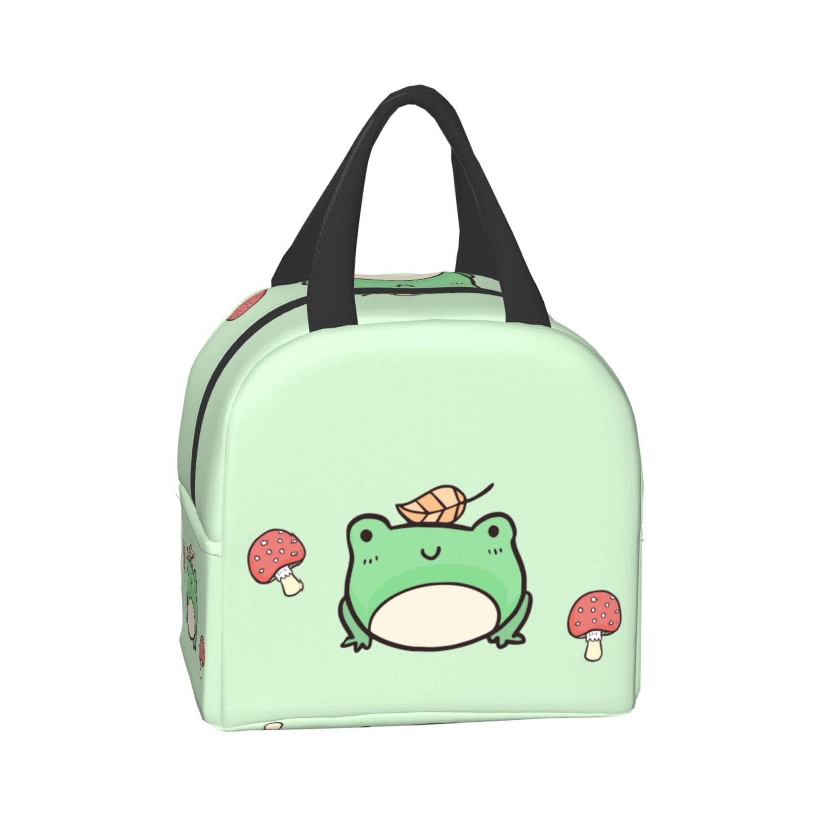 Insulated Lunch Bag Reusable Lunch Box for Women Men, Cooler Lunch Tote Bag Picnic Office Work, Cute Mushroom and Frog Gift
