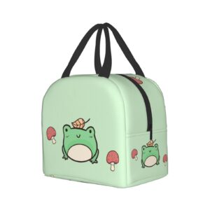 Insulated Lunch Bag Reusable Lunch Box for Women Men, Cooler Lunch Tote Bag Picnic Office Work, Cute Mushroom and Frog Gift