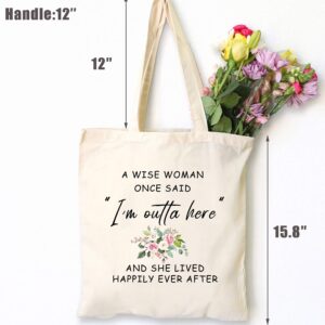 Funny Retirement Appreciation Gift for Women Best Friend Wife Mom Grandma Coworker Boss Nurse Teachers Retirees Colleagues Bff Bestie,A Wise Woman Once Said I'm Outta Here,Tote Bag Gift