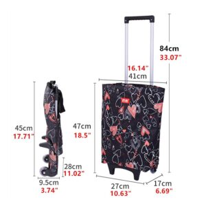 Falytemow Foldable Shopping Bag with Wheels Oxford Fabric Bag Collapsible Reusable Tote Bags for Travel Home Kitchen Supermarket