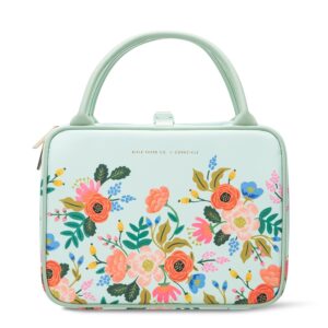 corkcicle & rifle paper co. baldwin boxer cooler lunch box, water resistant insulated bag, perfect for traveling with wine, beer, ice packs, and lunches, mint lively floral, back to school