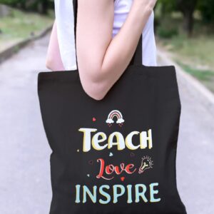 Hillban 4 Pcs Teacher Gifts for Christmas Teacher Appreciation Gifts Canvas Tote Bag Bulk, Teacher Gifts for Christmas, Graduation, Back to School(Black)