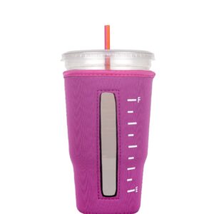 Reusable Insulator Neoprene Cup Sleeve for Iced Beverages and Coffee (Pink, Large)