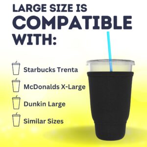 TahoeBay Iced Coffee Sleeves (4-Pack) Fits Large Drive-Thru Cups - Insulated Holders for Cold Drinks, Boba Tea, Shakes, Juice (Multicolor)