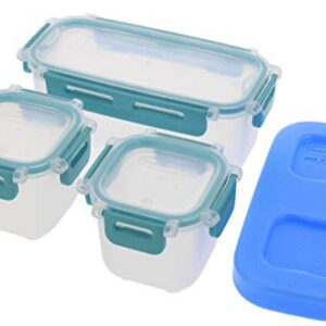 Rubbermaid Lunch Blox Snack Kit - Lunch Box Food Containers - Comes with 1 Ice Pack, 2 Small, and 1 Long Container - Great for Kids Snacks, School Lunches, and Adult Meal Prep - Blue