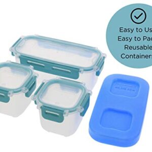 Rubbermaid Lunch Blox Snack Kit - Lunch Box Food Containers - Comes with 1 Ice Pack, 2 Small, and 1 Long Container - Great for Kids Snacks, School Lunches, and Adult Meal Prep - Blue