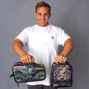 INTIMO Monster Jam Grave Digger Megalodon Pirate's Curse Dual Compartment Lunch Box Bag