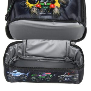 INTIMO Monster Jam Grave Digger Megalodon Pirate's Curse Dual Compartment Lunch Box Bag