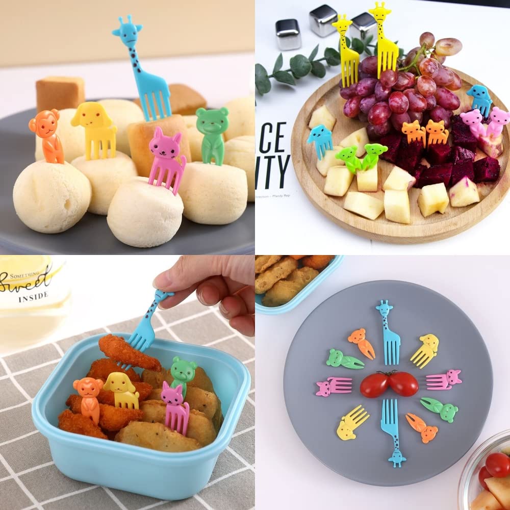 Silicone Lunch Box Dividers, 24 pcs Bento Box Dividers with 10 Animal Food Picks,Silicone Bento Box Inserts with 40 pcs Kids Flossers,Silicone Baking Cups,Muffin Pan Liners,Bento Box Lunch Box Kit