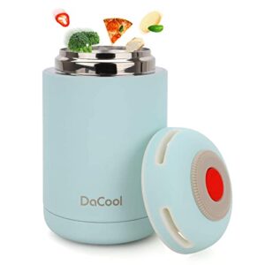 dacool insulated food jar food thermos for hot food 16 oz vacuum stainless steel hot food school lunch container for kids adult keep food hot warm container for picnic office outdoors,bpa free,blue