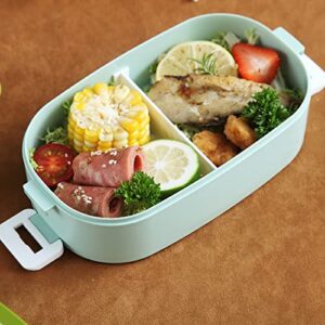 ZZQ Classic Lunch Box - Stackable Bento Box Lunch Container for Adult - Japanese-style Bento Boxes for Kids & Teens, Includes Sauce Containers, Divider, Utensils, Microwave & Dishwasher-safe, Green