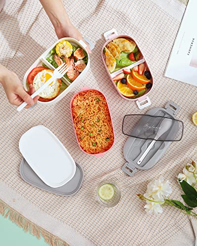 ZZQ Classic Lunch Box - Stackable Bento Box Lunch Container for Adult - Japanese-style Bento Boxes for Kids & Teens, Includes Sauce Containers, Divider, Utensils, Microwave & Dishwasher-safe, Green