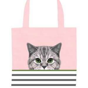 Cute Cat Pink Tote Bag - Cat Gifts for Women - Pink Black Cat Gifts for Cat Lovers - Cat Mom Gifts - Birthday Bags for Cat Lover Gifts - Teacher, Book Tote Bag - Large Reusable for Shopping (Pink Cat)