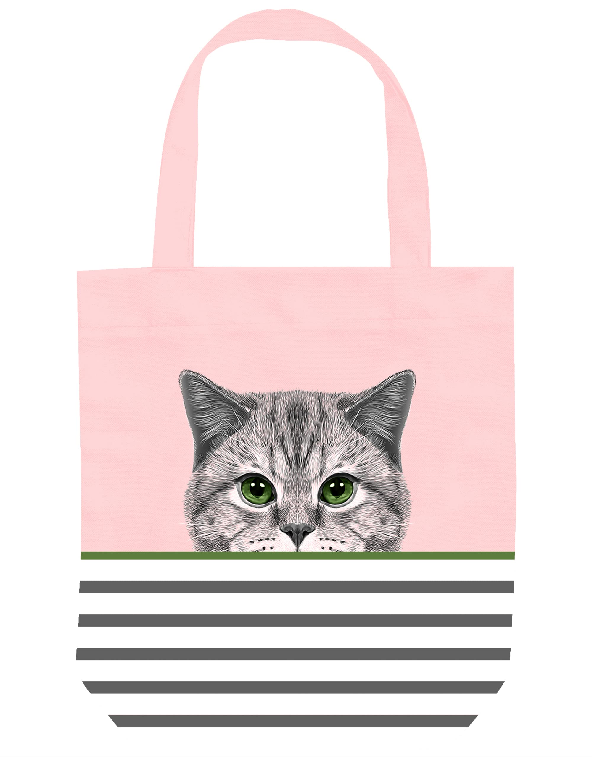 Cute Cat Pink Tote Bag - Cat Gifts for Women - Pink Black Cat Gifts for Cat Lovers - Cat Mom Gifts - Birthday Bags for Cat Lover Gifts - Teacher, Book Tote Bag - Large Reusable for Shopping (Pink Cat)