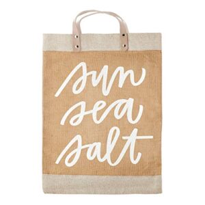 santa barbara design studio hold everything waterproof jute tote bag, large, sun sea salt