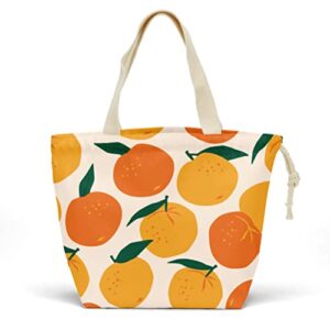 Pykfrhh Lunch Bag Women, Lunch Tote, Reusable, Waterproof, Drawstring Lunch Bag Box for, Adults, Women, Picnic, Work, Beach, Travel, Fruit Strawberry Lemon Orange Decor