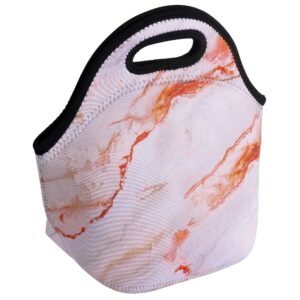 cm soft neoprene tote picnic bag lunch container box organizer for outdoor travel (orange marble pattern)