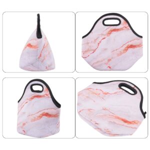 CM Soft Neoprene Tote Picnic Bag Lunch Container Box Organizer for Outdoor Travel (Orange Marble Pattern)