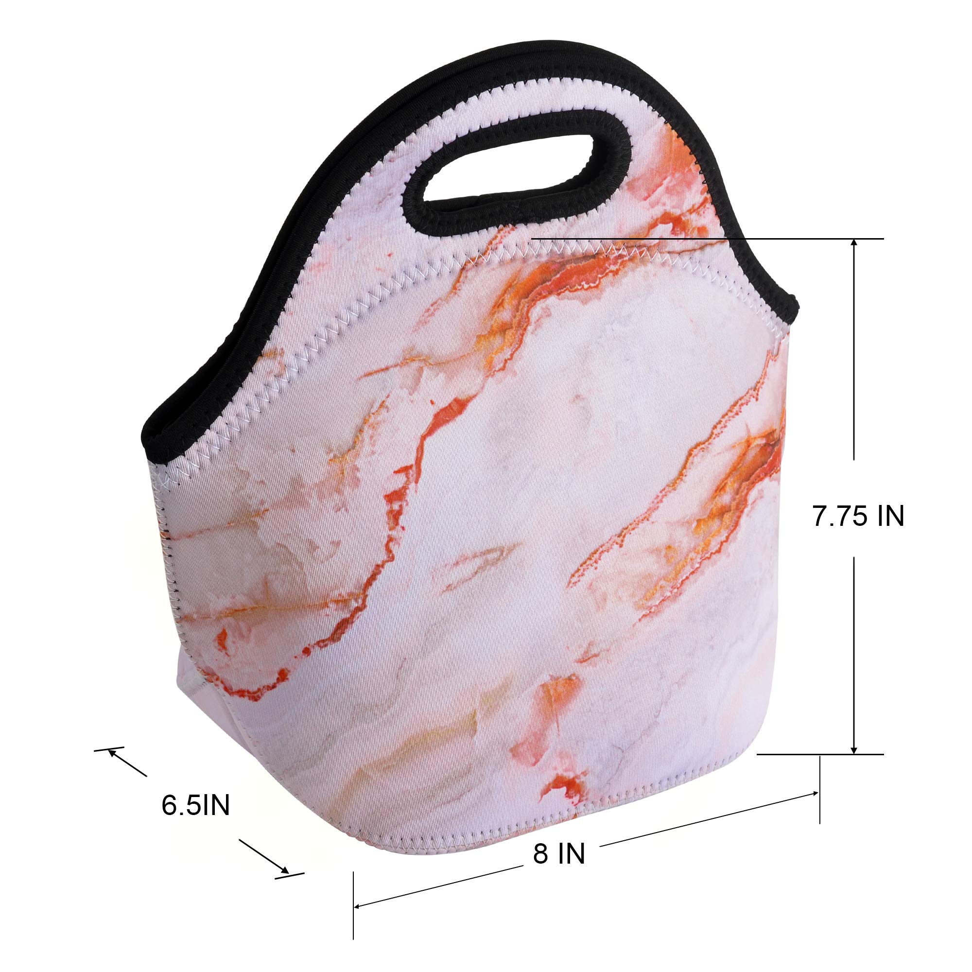 CM Soft Neoprene Tote Picnic Bag Lunch Container Box Organizer for Outdoor Travel (Orange Marble Pattern)