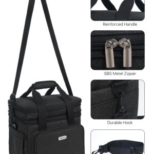 ESMNOAN 21L Large Lunch Bag, Waterproof Leakproof, Double Deck Lunch Box, Keep Warm or Cold For Work Travel Picnic, Black