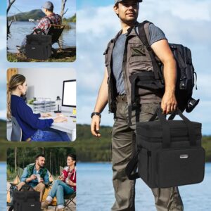 ESMNOAN 21L Large Lunch Bag, Waterproof Leakproof, Double Deck Lunch Box, Keep Warm or Cold For Work Travel Picnic, Black