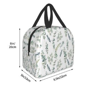 Giwawa Sage Insulated Lunch Bag for Women Green Leaf Reusable Lunch Box Freezable Cooler Thermal Waterproof Tote Bag for Women Work Camping Travel Fishing Picnic