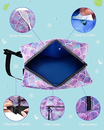 Amersun Freezable Small Cooler Bag(Built-in Ice Packs, TSA Approved), Insulated Lunch Bag for Child, Reusable Snack Bags for Kids, Portable Mini Cooler Bag with Adjustable Handle (Mermaid)