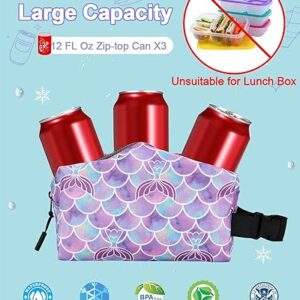 Amersun Freezable Small Cooler Bag(Built-in Ice Packs, TSA Approved), Insulated Lunch Bag for Child, Reusable Snack Bags for Kids, Portable Mini Cooler Bag with Adjustable Handle (Mermaid)