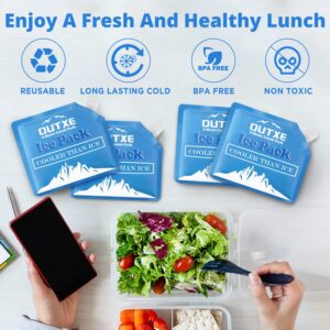 OUTXE Ice Packs for Lunch Bags 8 Pack, Reusable Freezer Packs for Lunch Box Long Lasting, Keep Food Fresh and Cold in Lunch Bags and Breastmilk Bags- Pack of 8