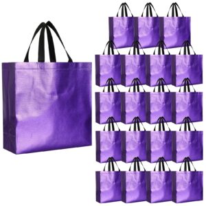 tosnail 20 packs large reusable gift bags with handles, purple party favor bags, shopping tote bag, goodie bags present bag for weddings, birthdays, party, event - purple