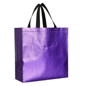 Tosnail 20 Packs Large Reusable Gift Bags with Handles, Purple Party Favor Bags, Shopping Tote Bag, Goodie Bags Present Bag for Weddings, Birthdays, Party, Event - Purple