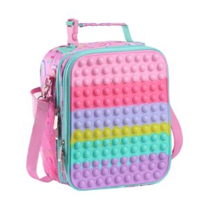 woosir lunch bag for kids girls pop insulated lunch box christmas gift pink cute lunch tote bag box for girls leakproof with removable shoulder strap for picnic travel camping