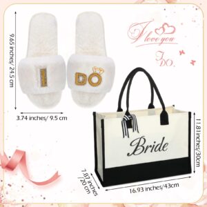 Karenhi 3 Pcs Bride to Be Gifts Set, Include Bride Tumbler Champagne Flutes Wifey Tumbler, Bride Tote Bag Bridal Shower Gift Bag, Women's I Do Slippers for Bride Engagement Weddings Bachelorette Party