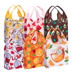 atpylan reusable grocery bags, vibrant shopping bag for groceries, beach gear & more, ripstop, folds into pouch, 6 pack