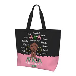 eqmovwsy sorority tote bag gifts for women, reusable travel bag kitchen grocery bags, foldable shopping tote for women girls (nv)