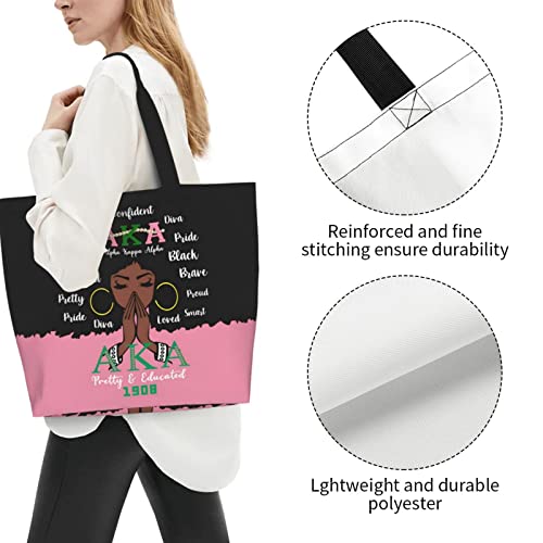 Eqmovwsy Sorority Tote Bag Gifts for Women, Reusable Travel Bag Kitchen Grocery Bags, Foldable Shopping Tote for Women Girls (nv)