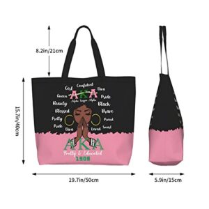 Eqmovwsy Sorority Tote Bag Gifts for Women, Reusable Travel Bag Kitchen Grocery Bags, Foldable Shopping Tote for Women Girls (nv)